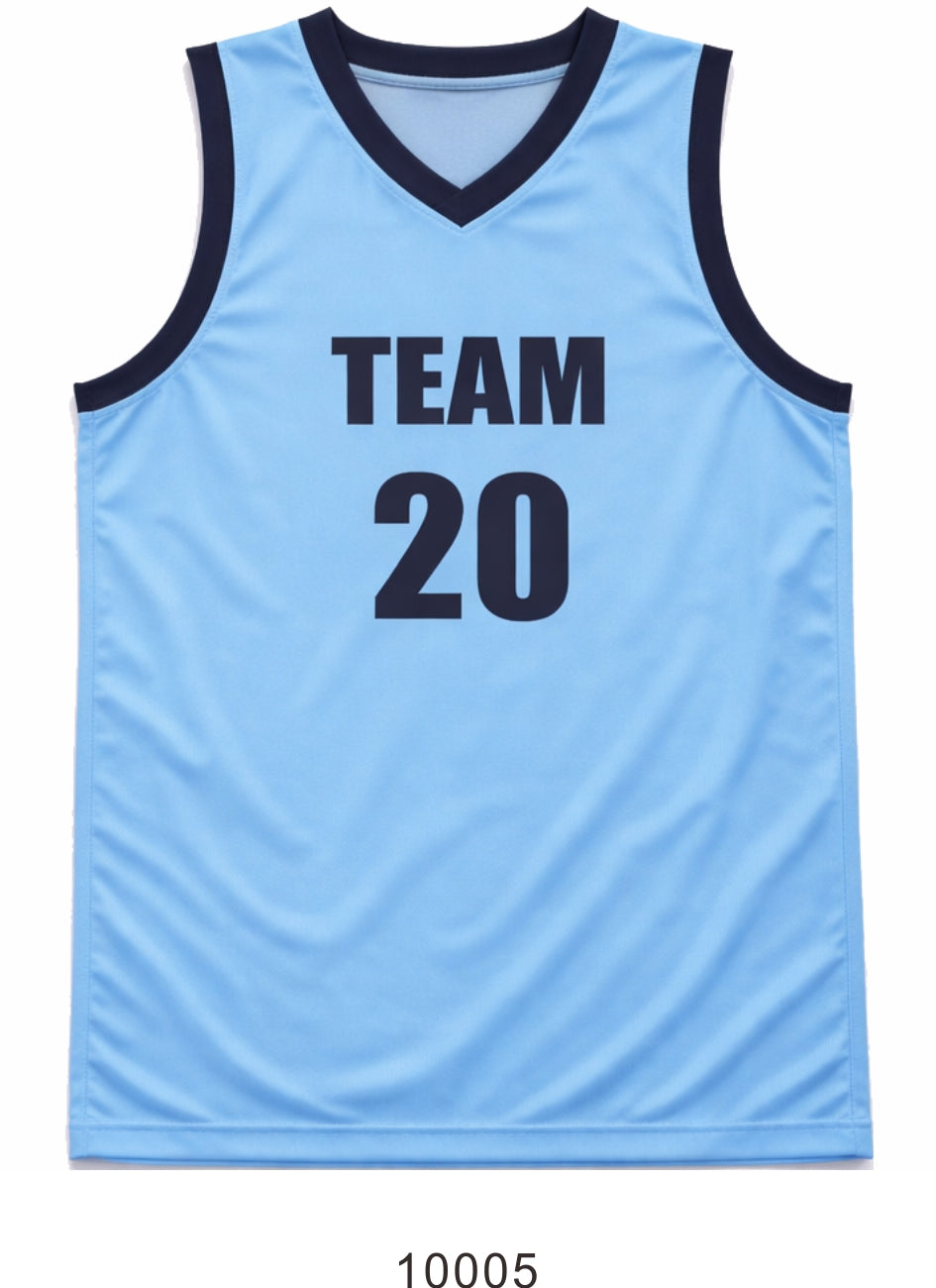 Style 10005 light blue Mercerization Basketball Uniforms