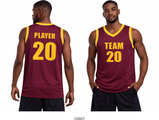 Style 10007 maroon Mercerization Basketball Uniforms