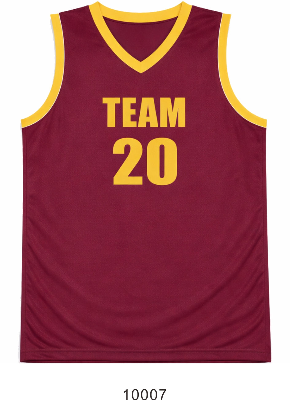 Style 10007 maroon Mercerization Basketball Uniforms