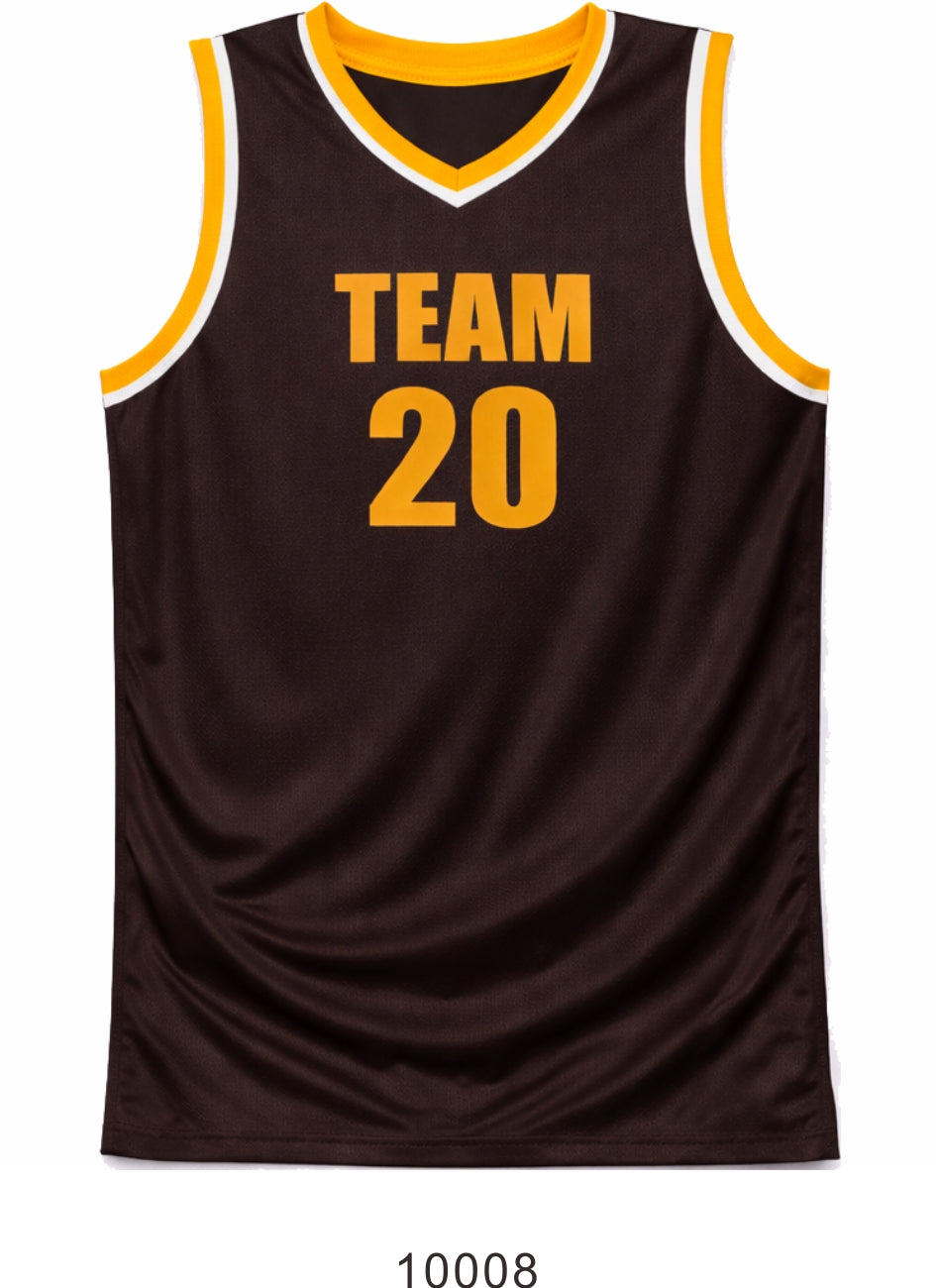 Style 10008 Dark brown Mercerization Basketball Uniforms