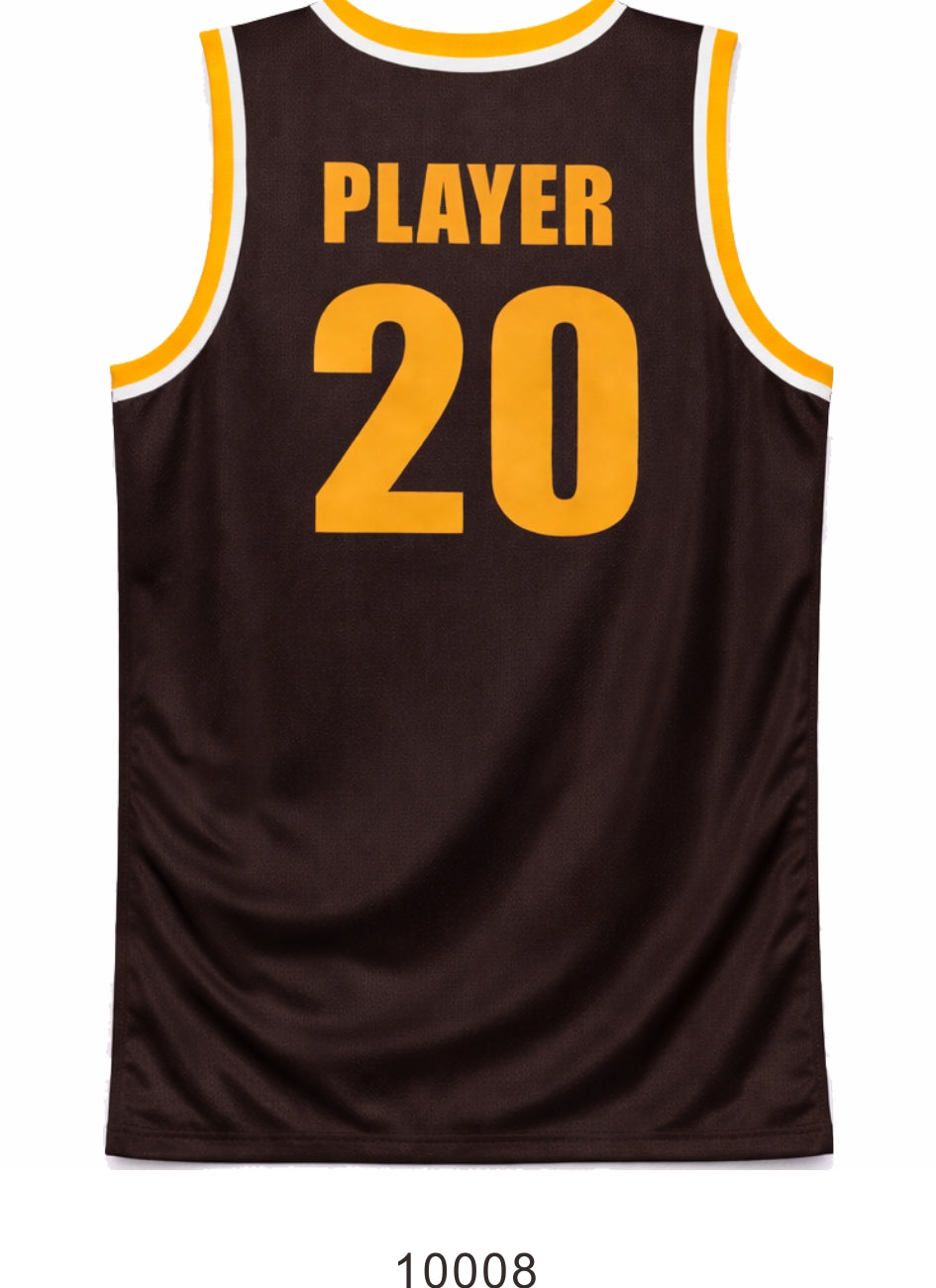 Style 10008 Dark brown Mercerization Basketball Uniforms