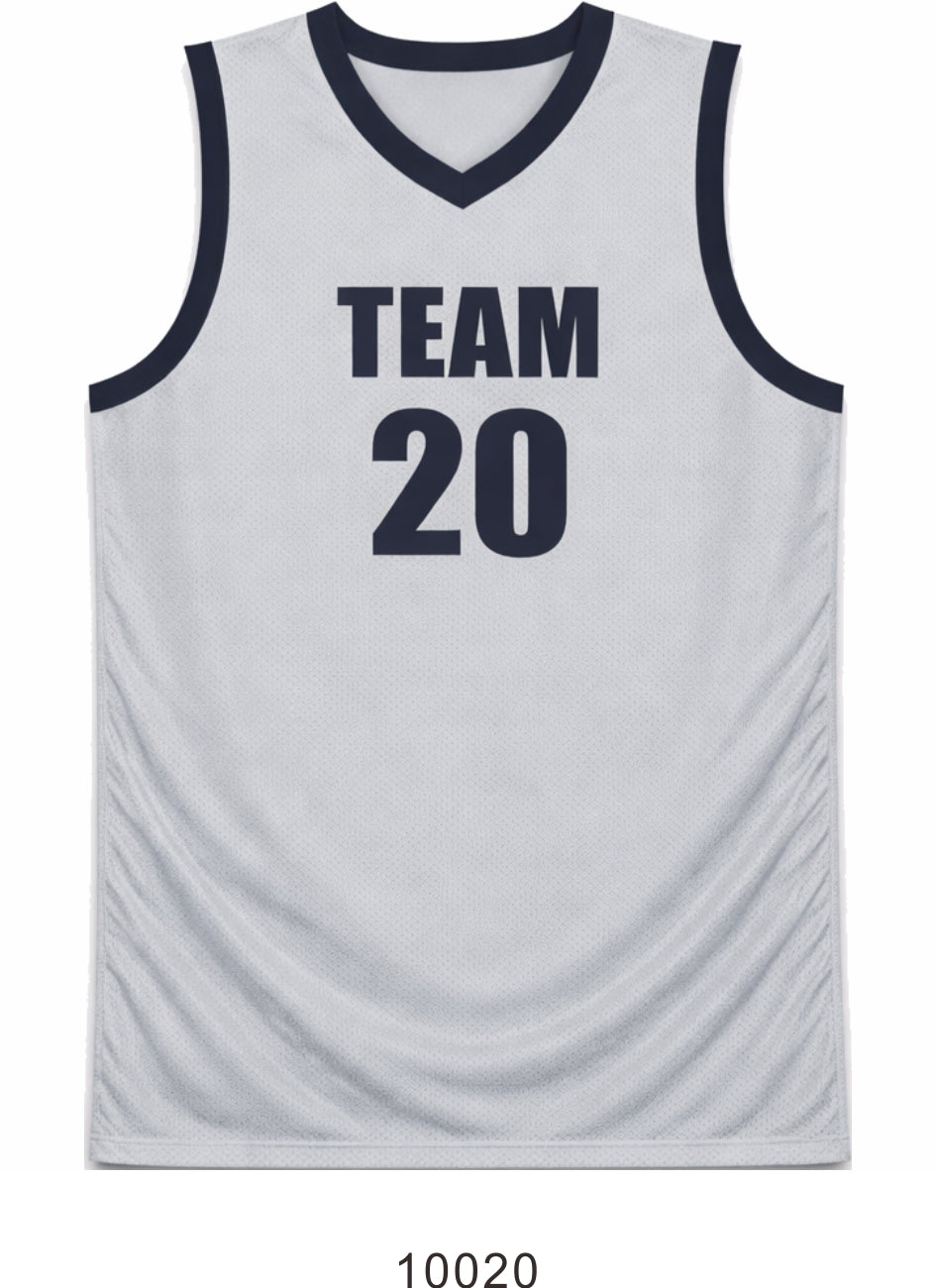 Style 10020 light grey mesh Basketball Uniforms