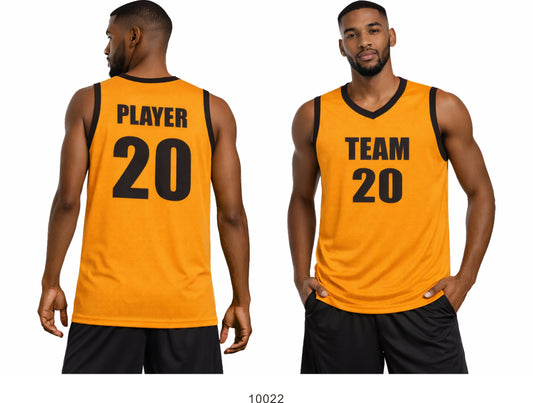 Style 10022 golden yellow mesh Basketball Uniforms