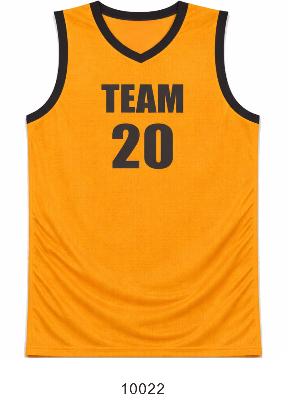 Style 10022 golden yellow mesh Basketball Uniforms