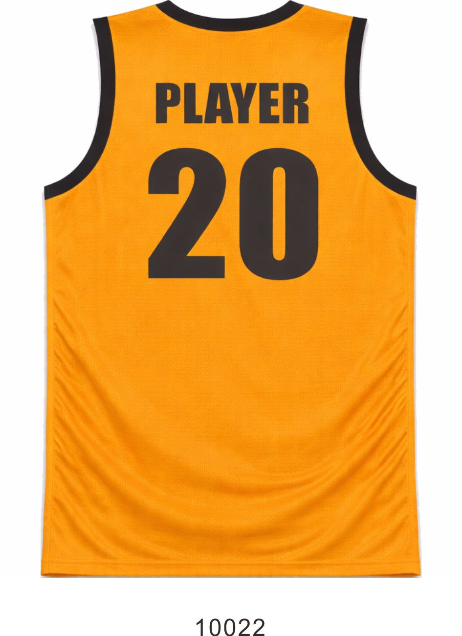 Style 10022 golden yellow mesh Basketball Uniforms
