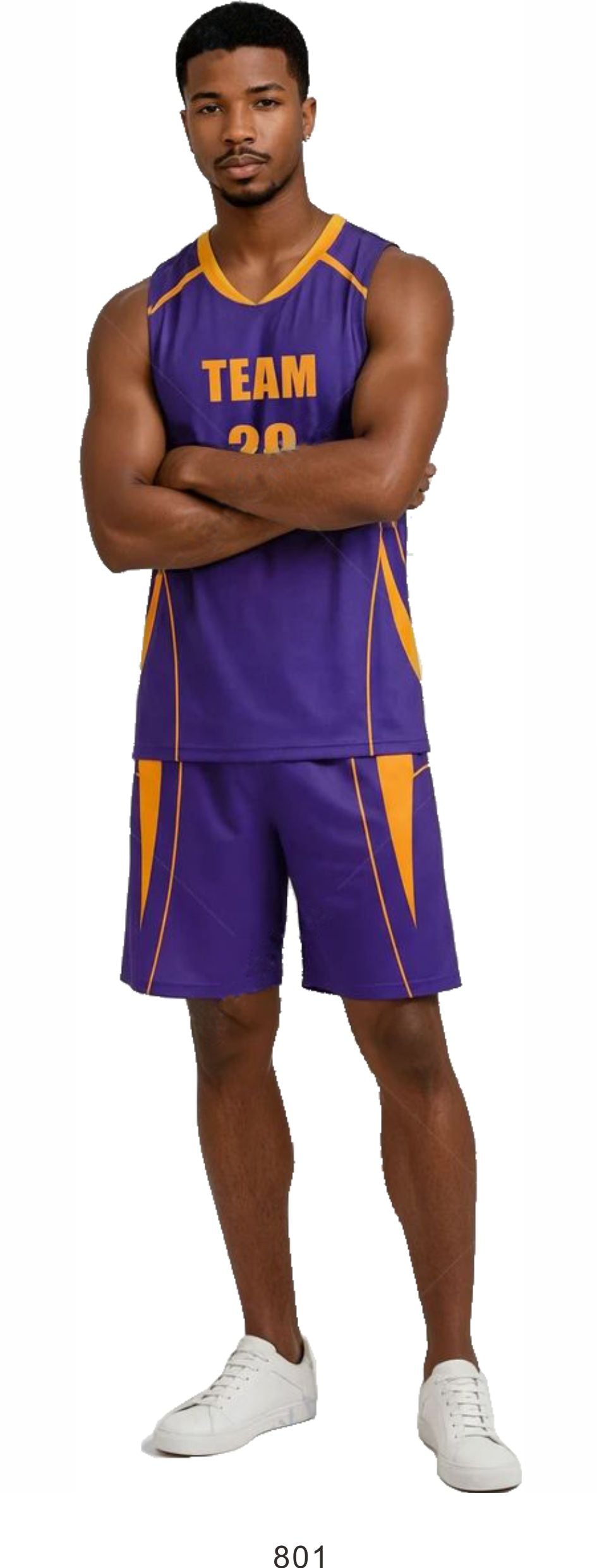 Style 801 purple/yellow Basketball Uniforms