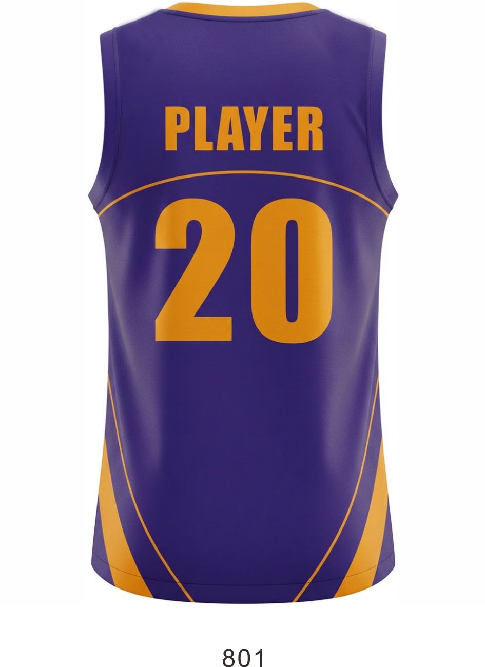 Style 801 purple/yellow Basketball Uniforms