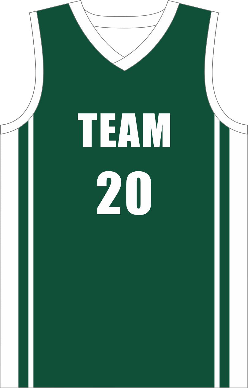 Style 803 green/white Basketball Uniforms