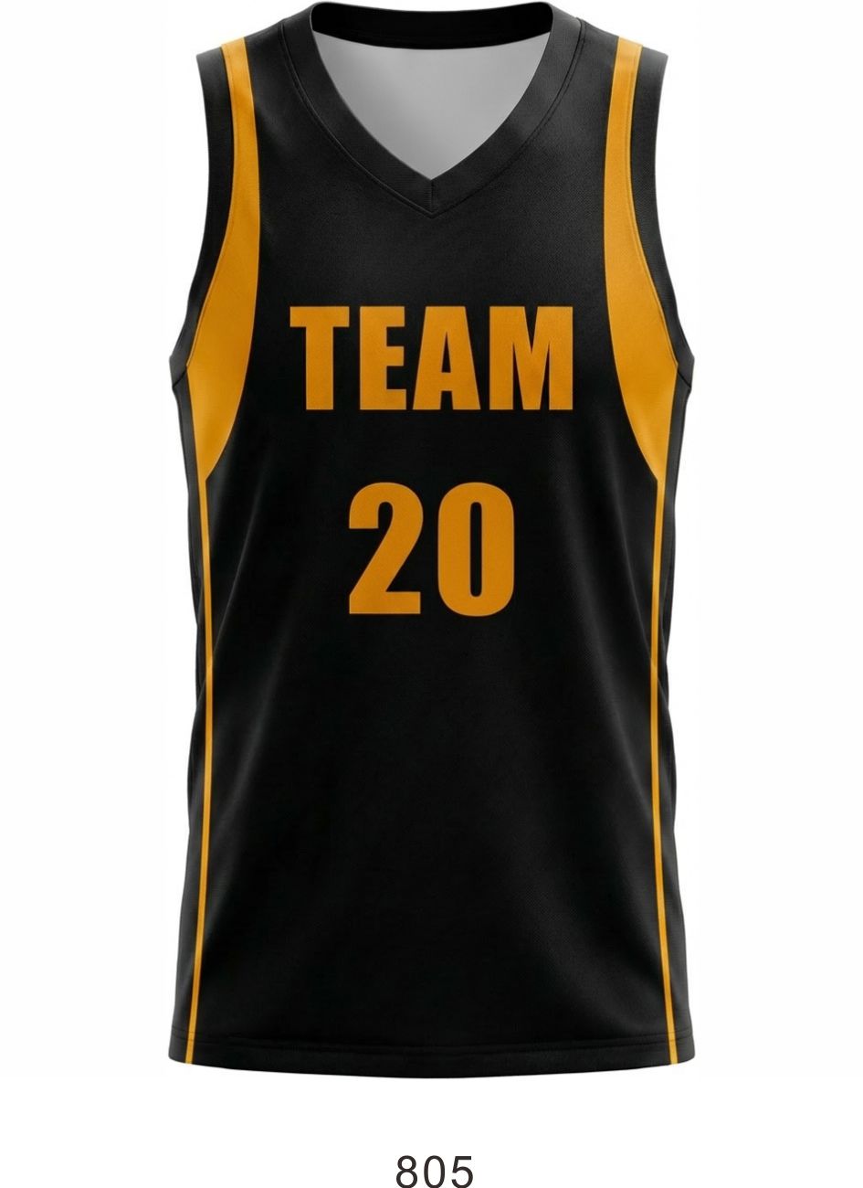 Style 805 black/yellow Basketball Uniforms