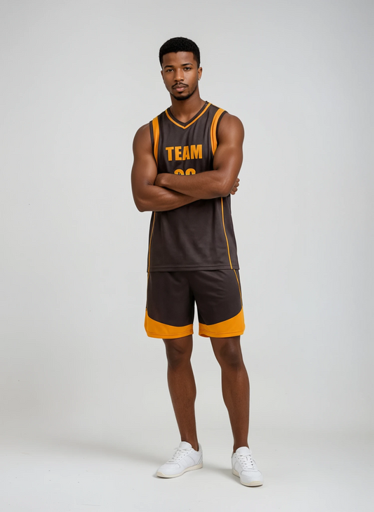 Style 805 black/yellow Basketball Uniforms