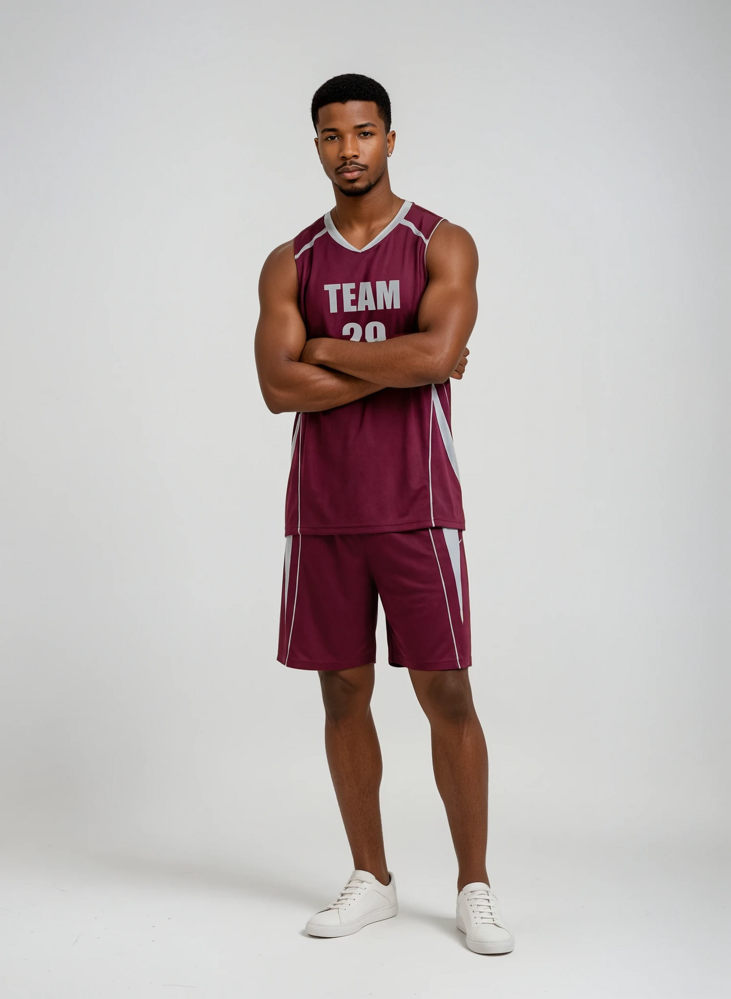 Style 809 red/white Basketball Uniforms