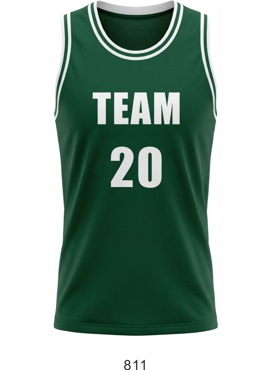 Style 811 green/white Basketball Uniforms