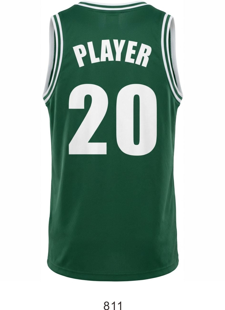 Style 811 green/white Basketball Uniforms
