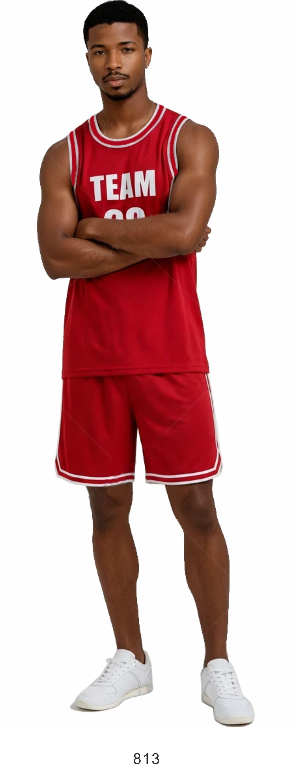 Style 813 red/white Basketball Uniforms
