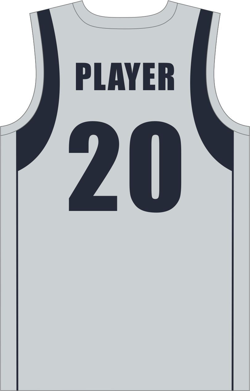 Style 819 grey/dark blue Basketball Uniforms
