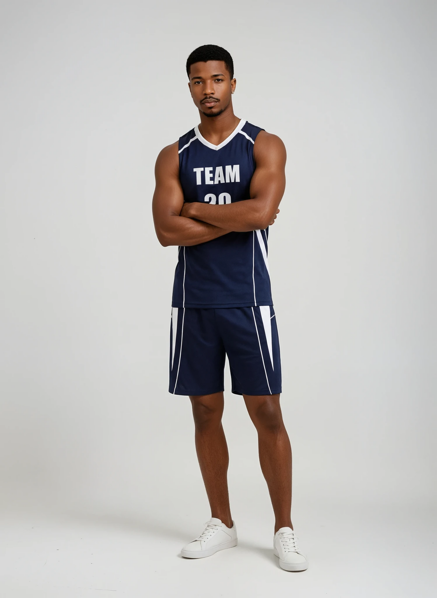 Style 821 dark blue/white Basketball Uniforms