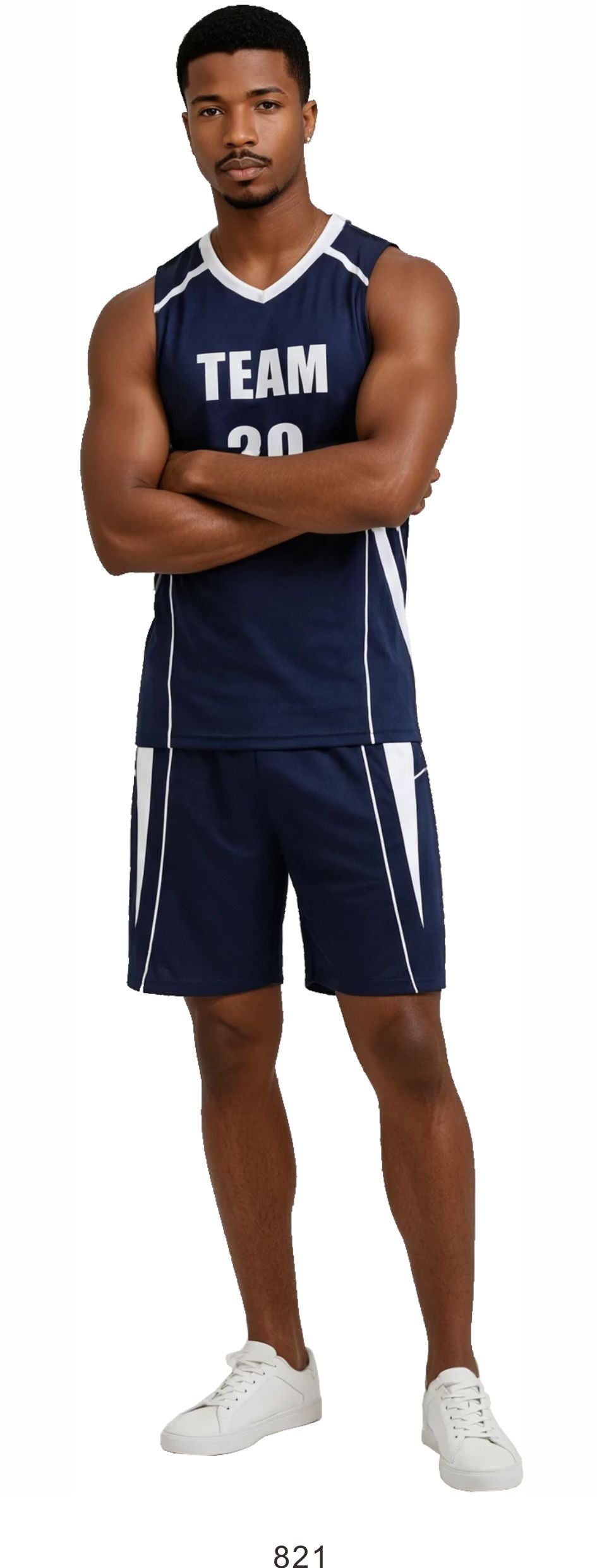 Style 821 dark blue/white Basketball Uniforms