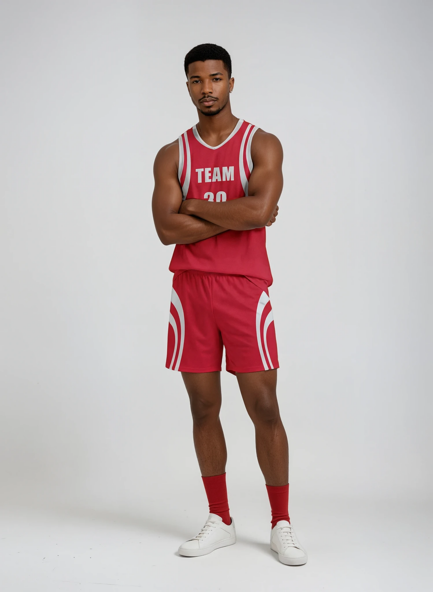 Style 823 red/grey Basketball Uniforms
