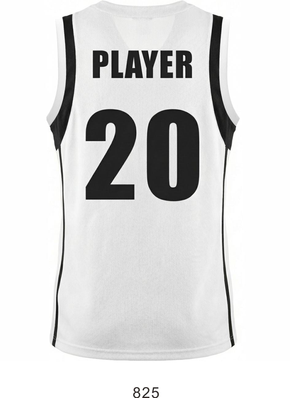 Style 825 black/white Basketball Uniforms