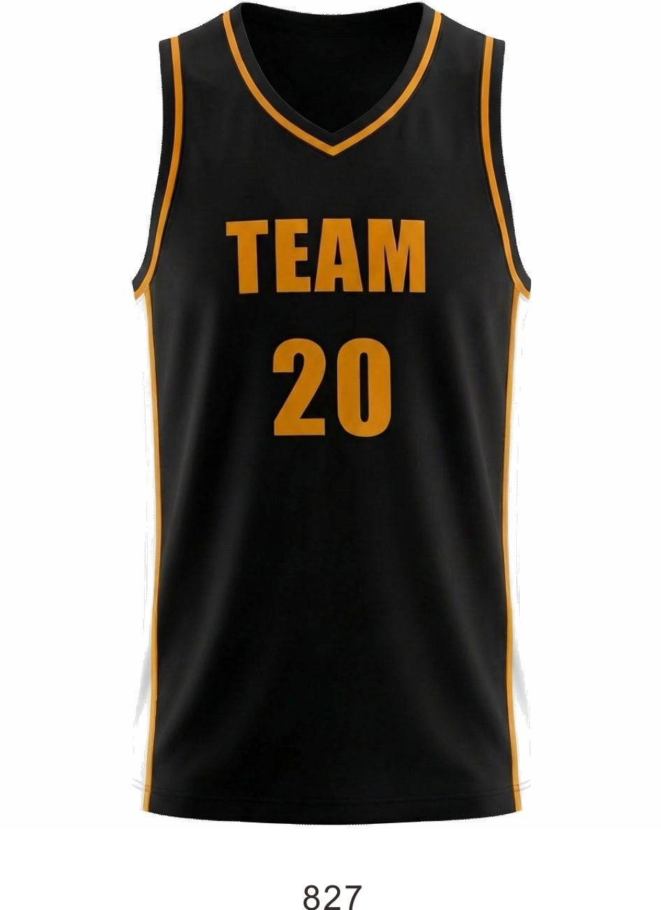 Style 827 black/yellow Basketball Uniforms