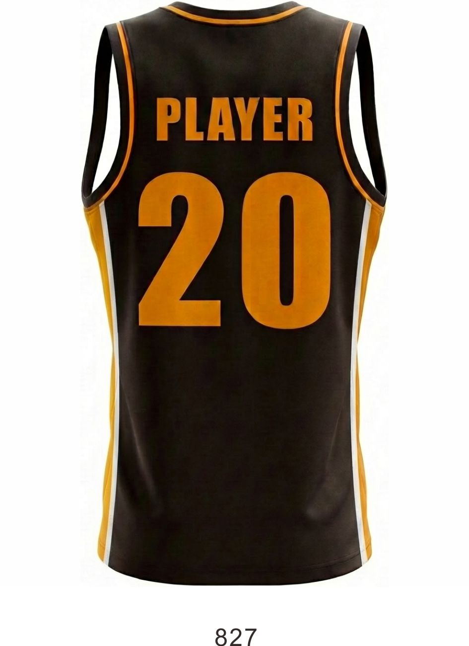 Style 827 black/yellow Basketball Uniforms