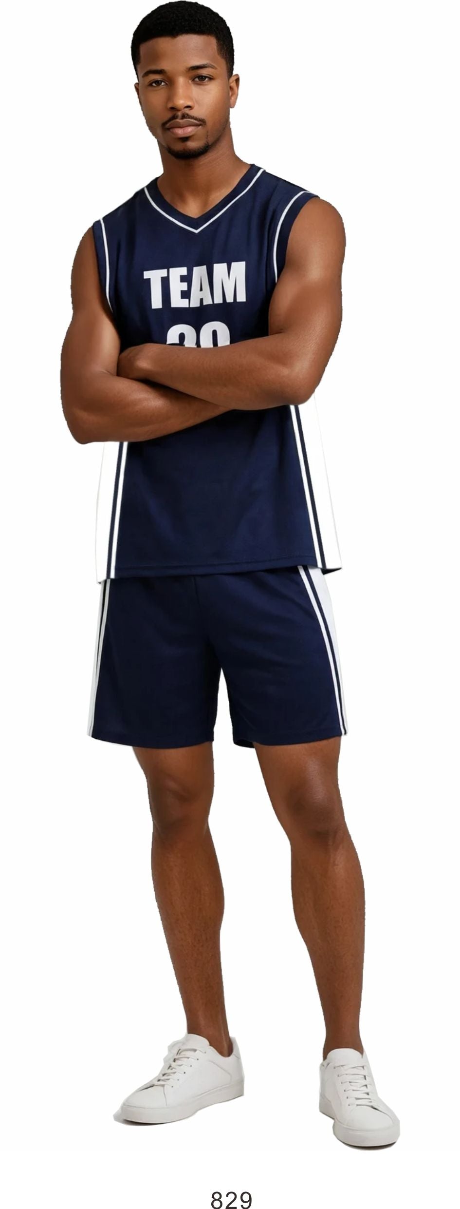 Style 829 blue/white Basketball Uniforms