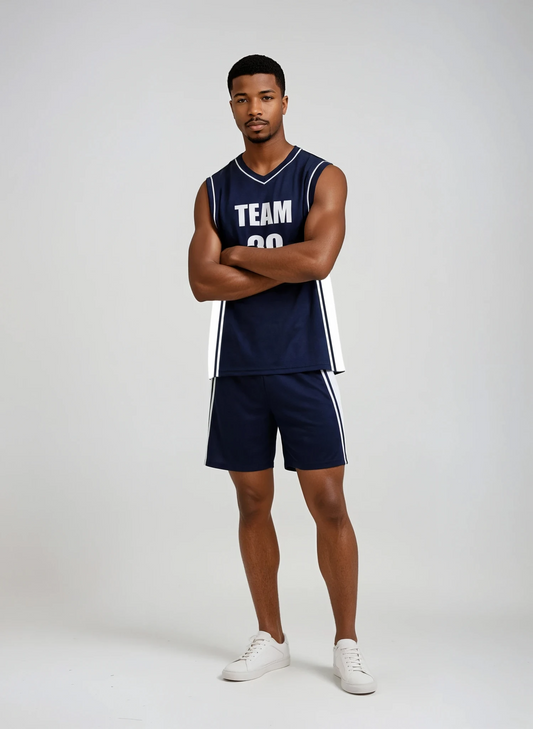 Style 829 blue/white Basketball Uniforms