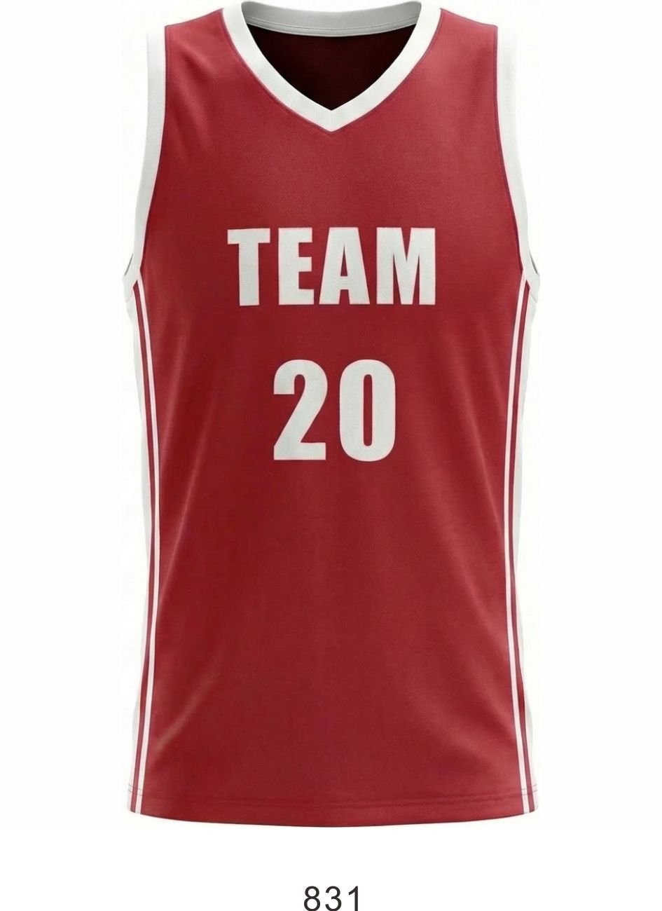 Style 831 red/white Basketball Uniforms