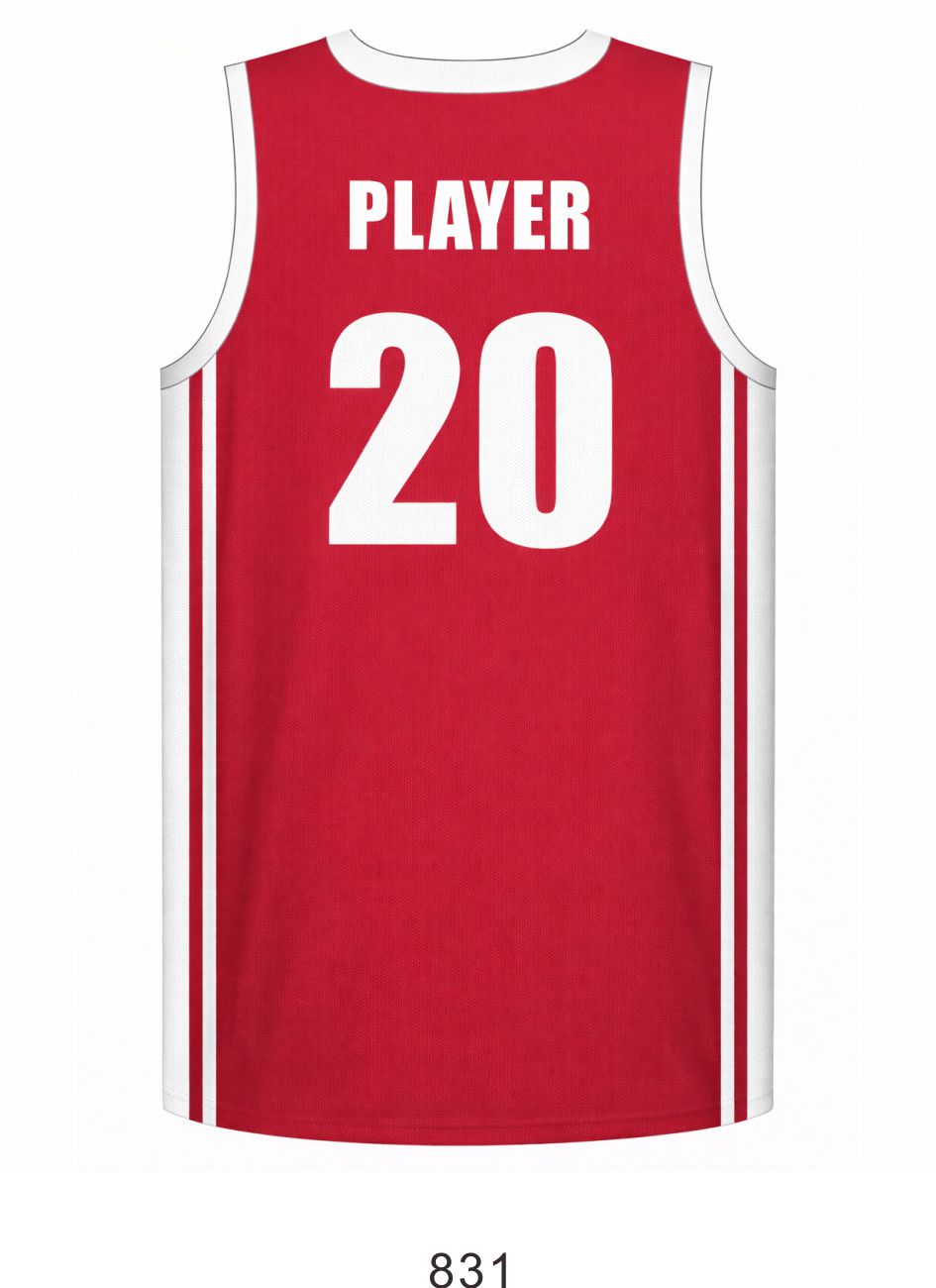 Style 831 red/white Basketball Uniforms