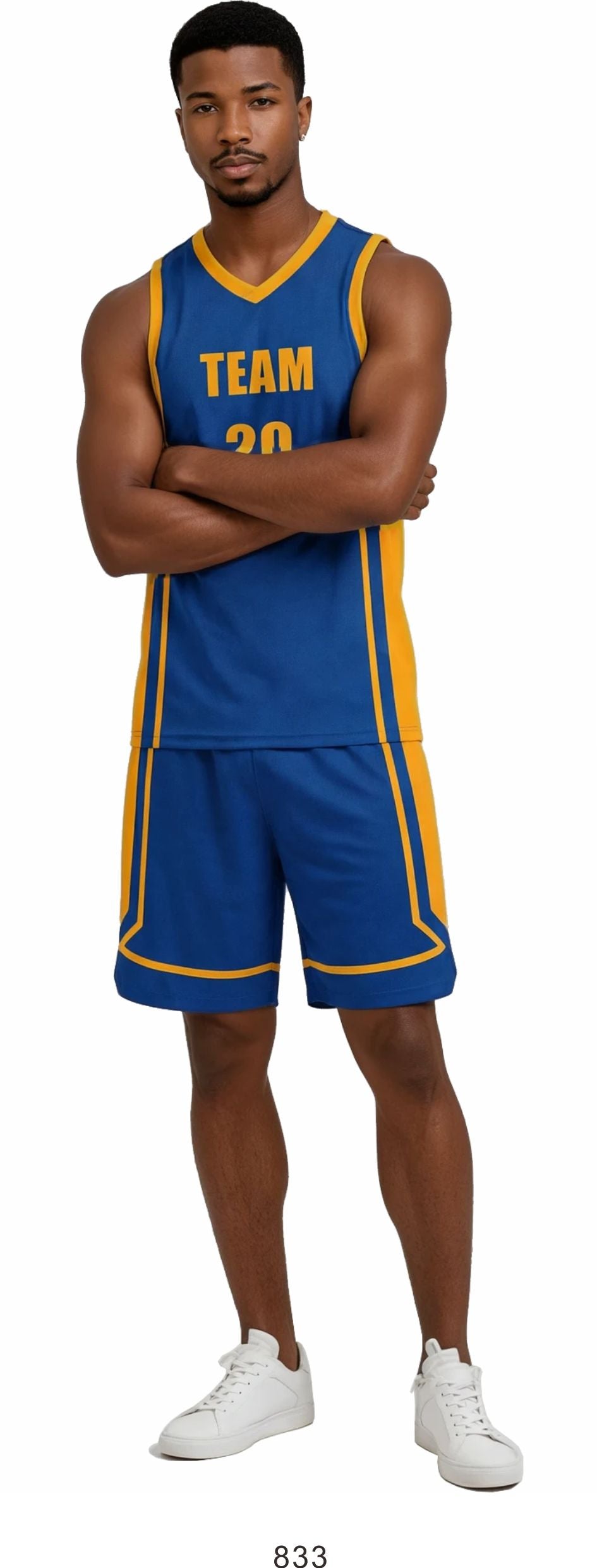 Style 833 blue/yellow Basketball Uniforms