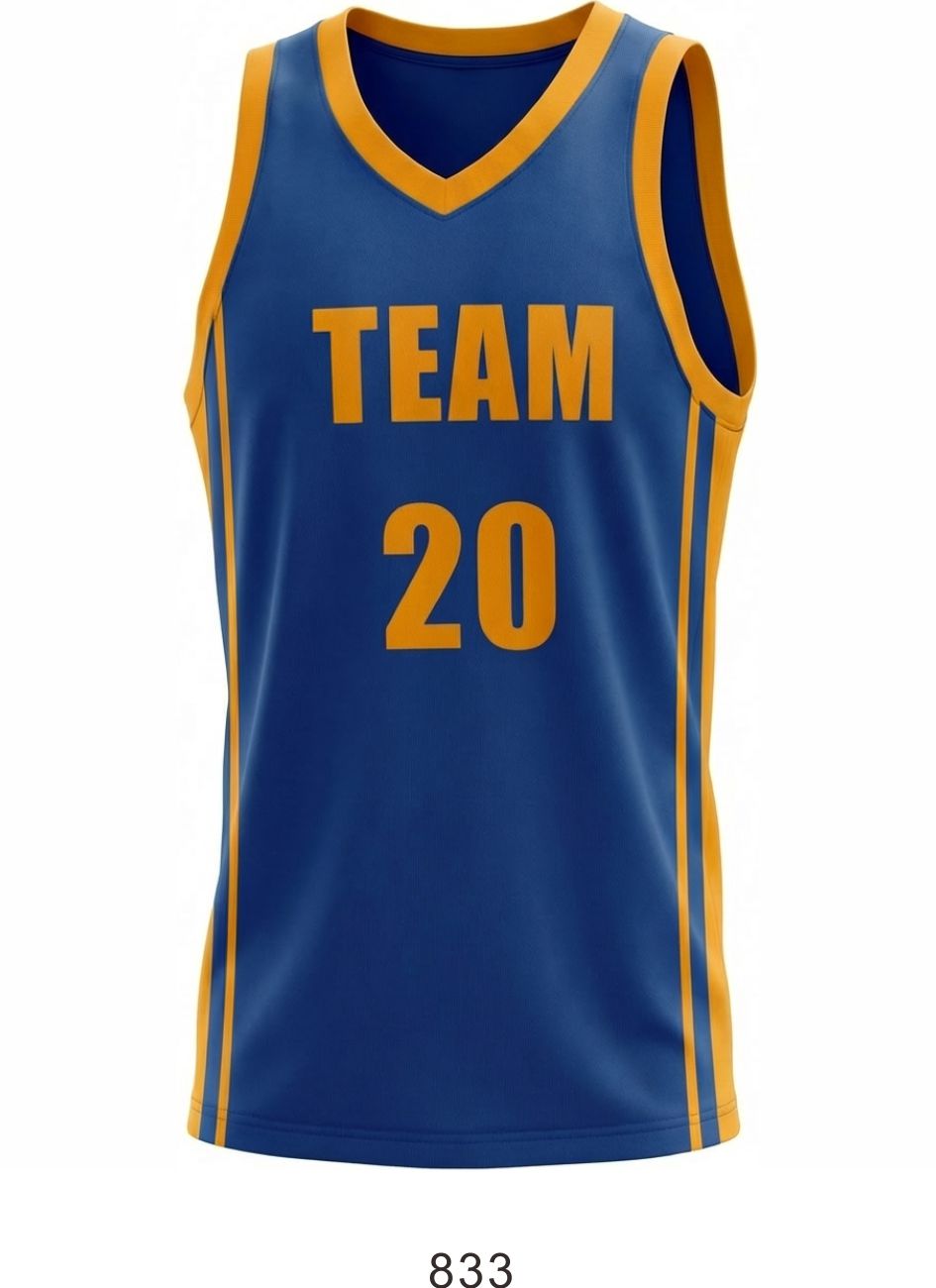 Style 833 blue/yellow Basketball Uniforms