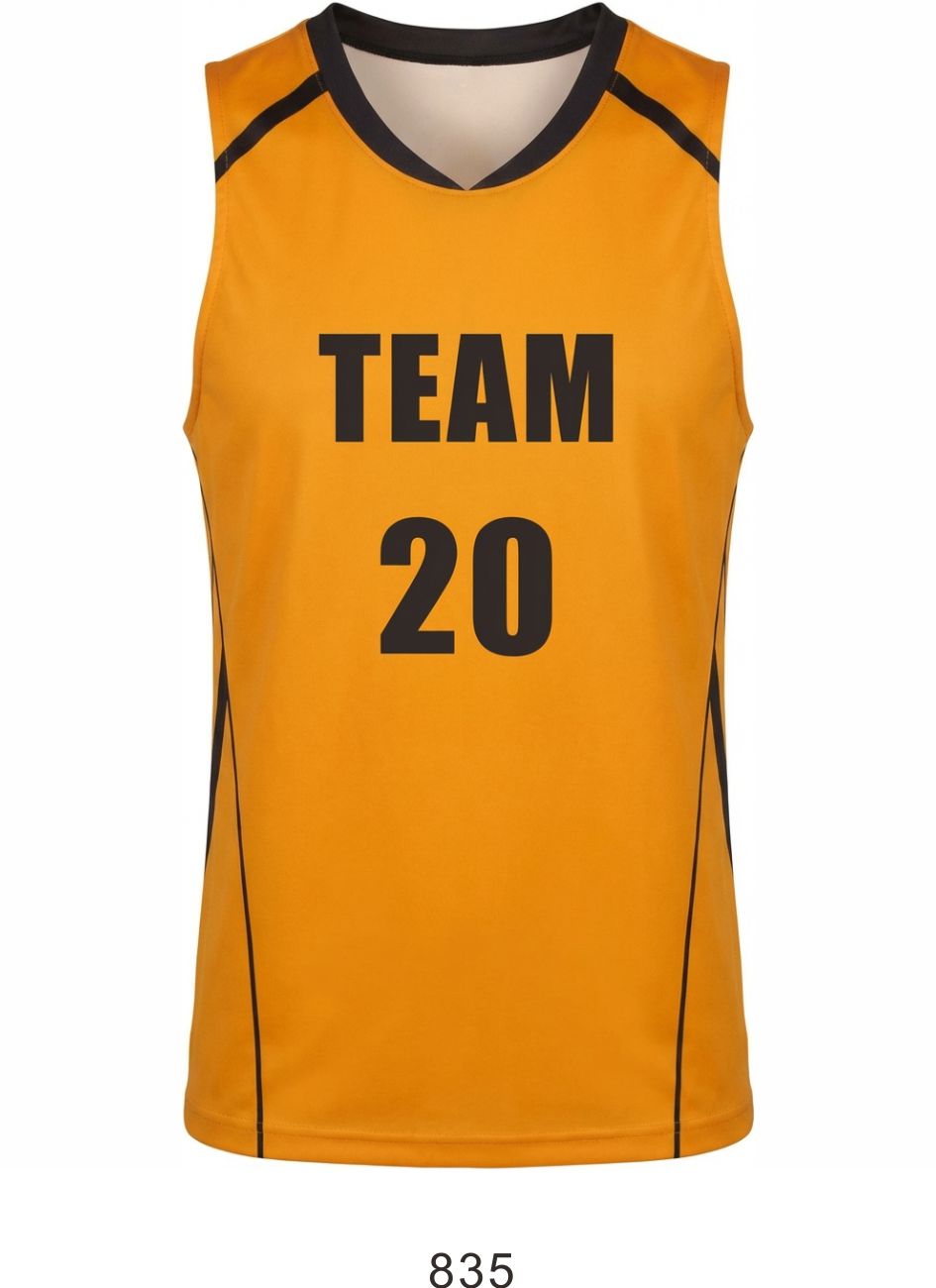 Style 835 yellow/black Basketball Uniforms