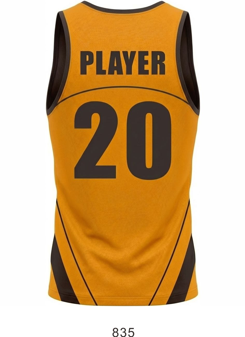 Style 835 yellow/black Basketball Uniforms