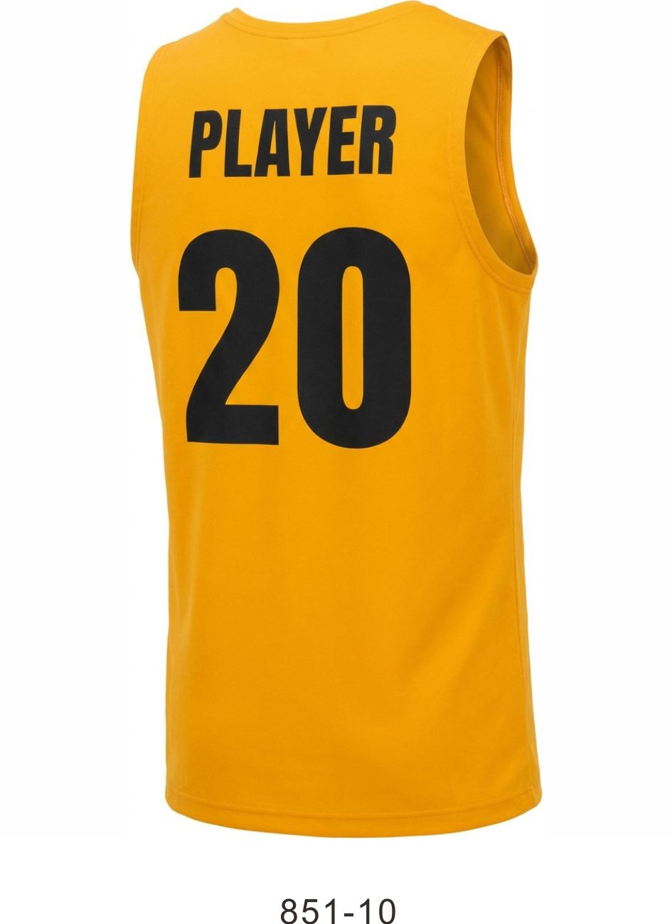 Style 851-10 gold Basketball Uniforms