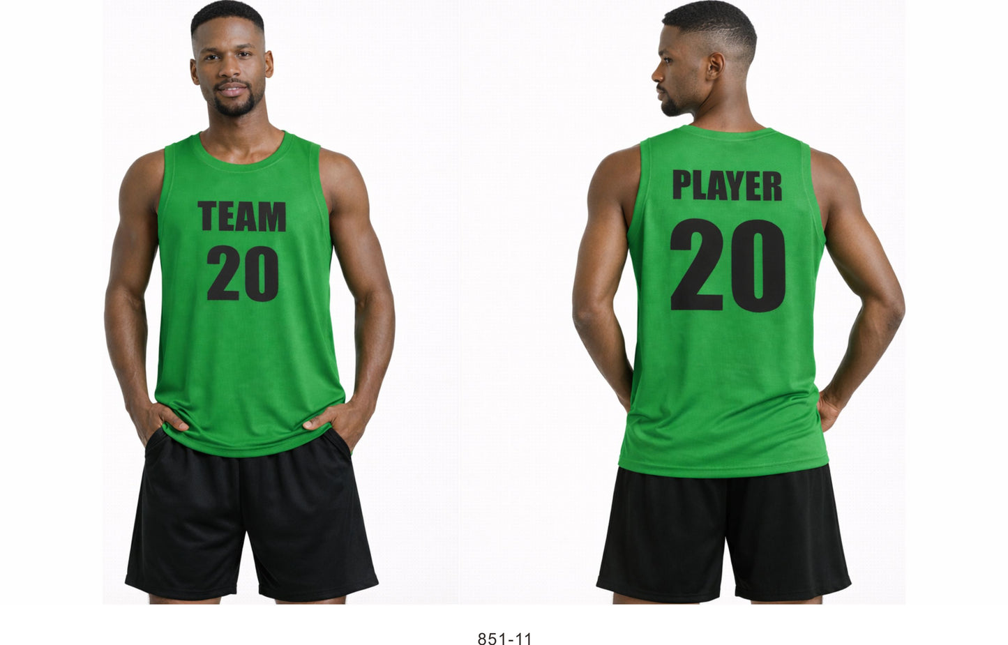 Style 851-11 green Basketball Uniforms