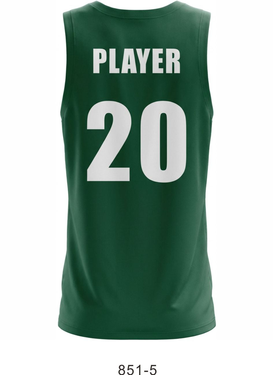 Style 851-5 green Basketball Uniforms