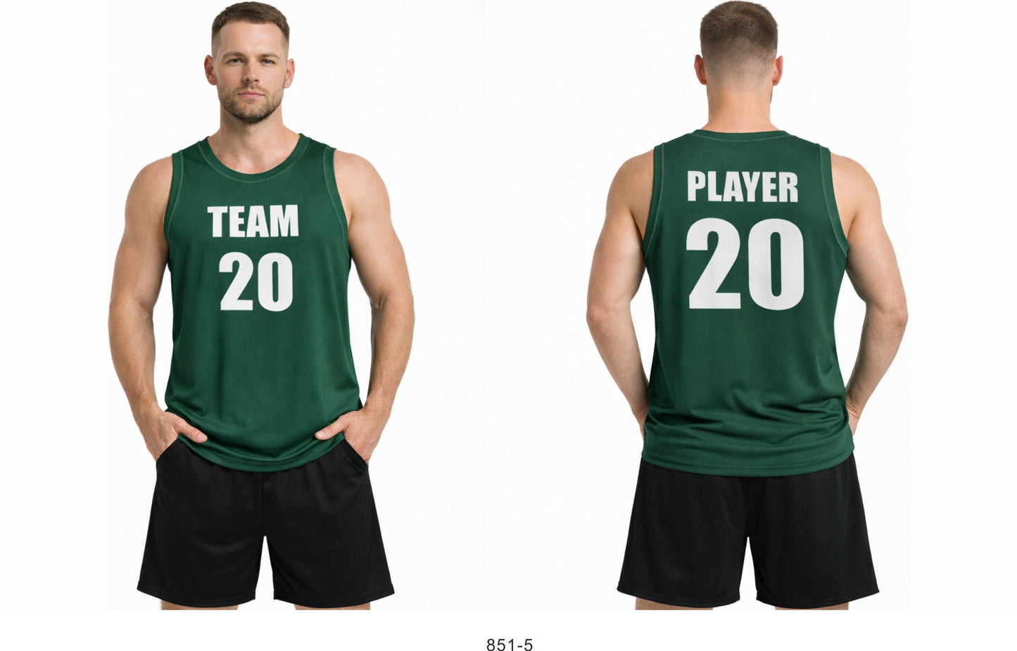 Style 851-5 green Basketball Uniforms