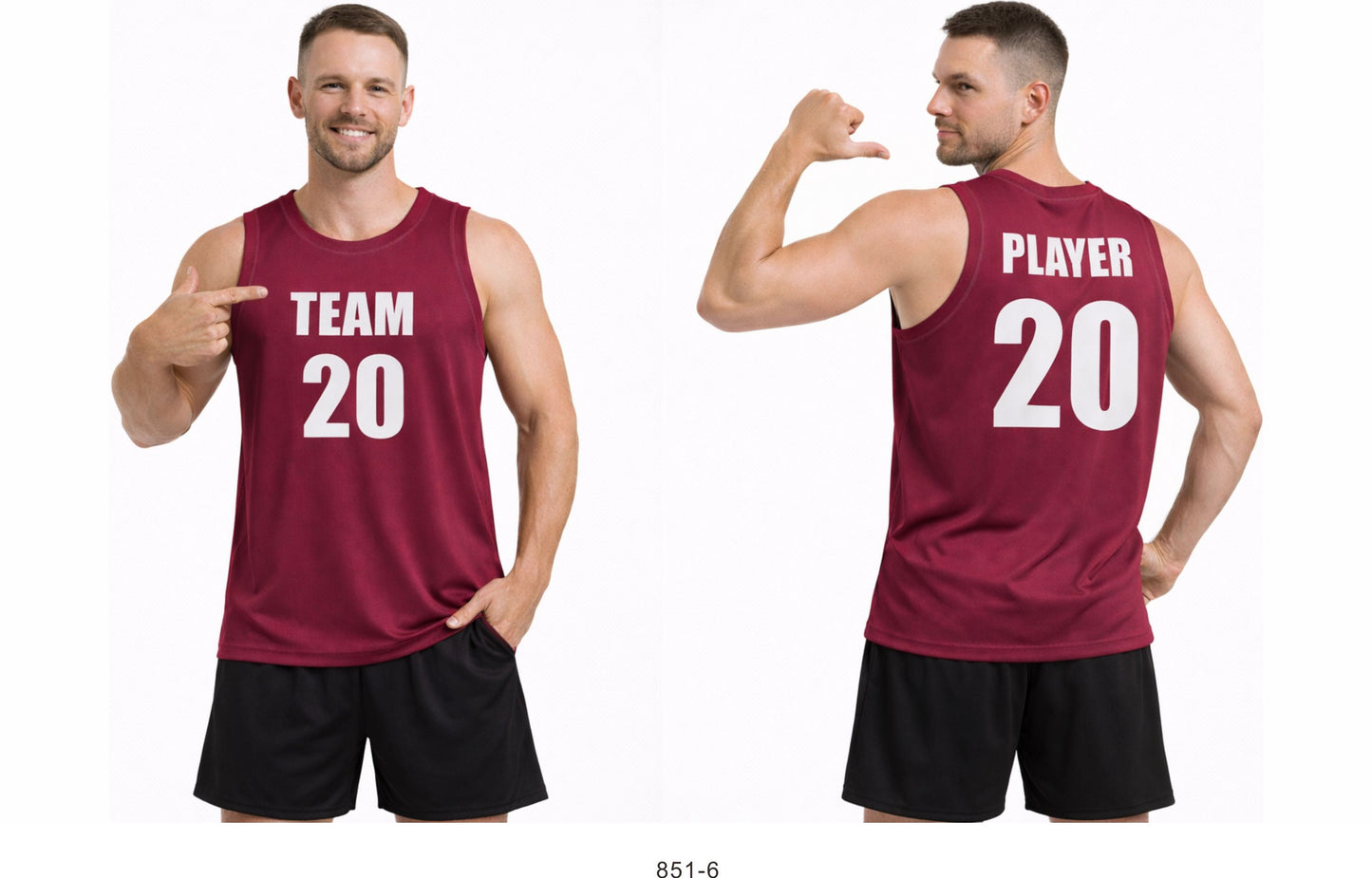 Style 851-6 red Basketball Uniforms